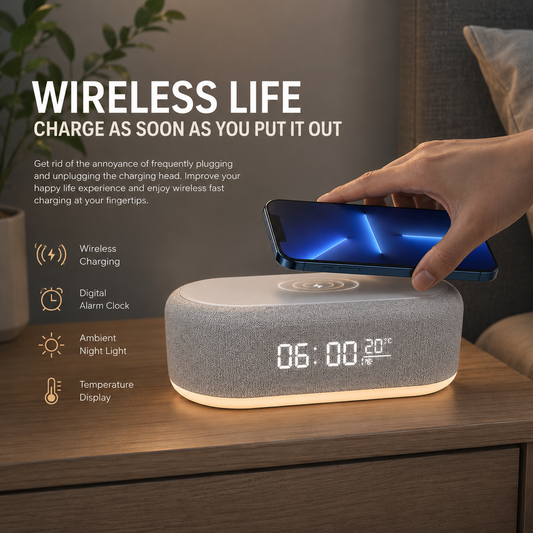 SmartCharge Digital Alarm Clock & Wireless Charging Station