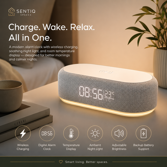 SmartCharge Digital Alarm Clock & Wireless Charging Station
